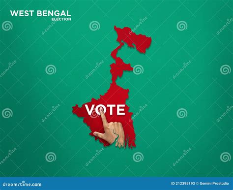 Vote For India West Bengal Male Indian Voter Hand With Voting Sign Or