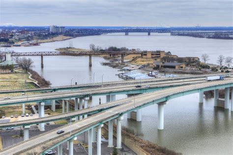 View of Bridge Over Mississippi River at Memphis, Tennessee Stock Image ...