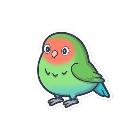 Chubby Rosey Peach Faced Lovebird Sticker Chibi Kawaii Cute Etsy