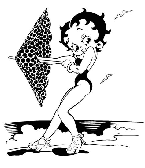 Desenhos De Betty Boop Na Praia Para Colorir E Imprimir Colorironline