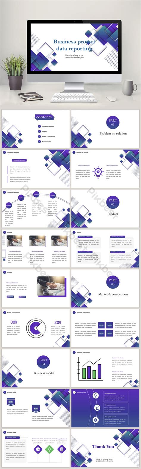 Blue Business Project Data Report PPT Template PowerPoint | PPT ...