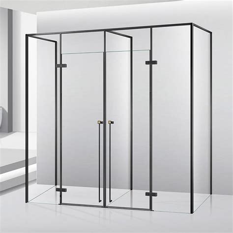 High End All In One Bathroom Tempered Glass Partition Wall Double Door