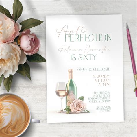 Editable Aged To Perfection Invitation Instant Download Wine Birthday