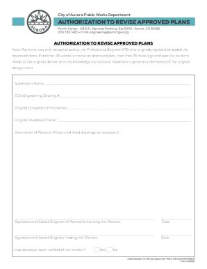 Fillable Online Authorization To Revise Approved Plans Fax Email Print