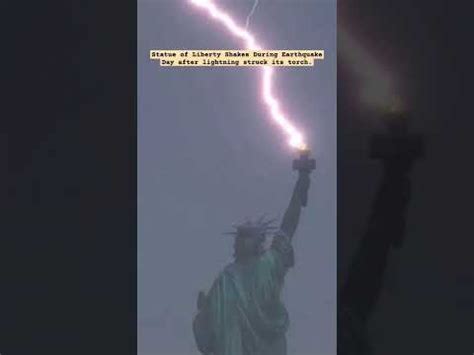 Statue Of Liberty Shakes During Earthquake Day After Lightning Struck