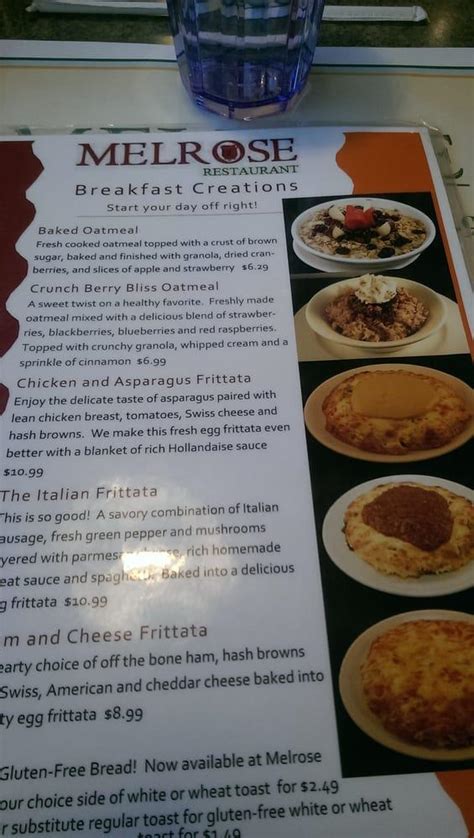 Menu at Melrose Restaurant, Oak Creek