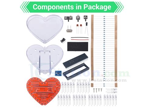 Heart Shaped Rgb Colorful Led Flashing Light Diy Kit Soldering Projects