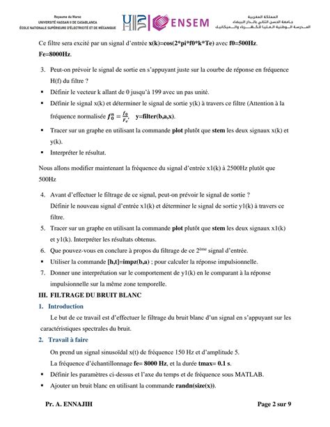 Solution Tp N Analyse Et Synth Se De Filtres Num Riques Rif Et Rii