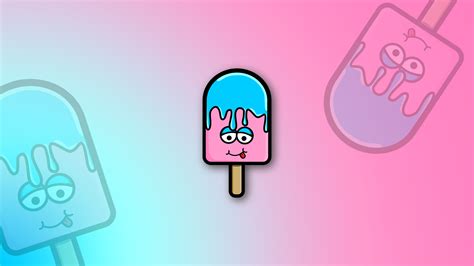 Мороженое на палочке с высунутым языком на розовом фоне - обои для ...