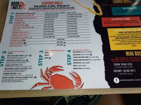 Menu At Hook And Reel Cajun Seafood And Bar Canton