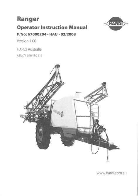 Hardi Sprayer Ranger Operators Manual