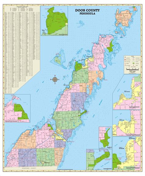 Themapstore Door County Wisconsin Wall Map