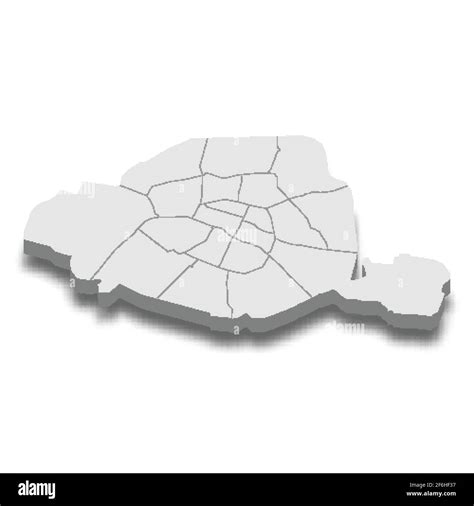 3d Isometric Map Of Paris City Is A Capital Of France Vector