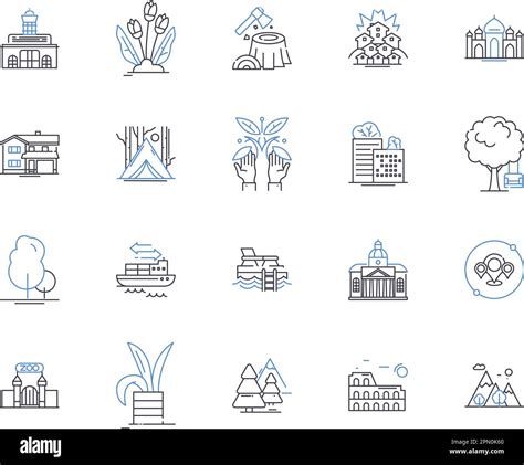 City Parks Outline Icons Collection Urban Parks Outdoor Public