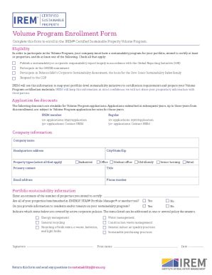 Fillable Online IREM Certified Sustainable Property Volume Program