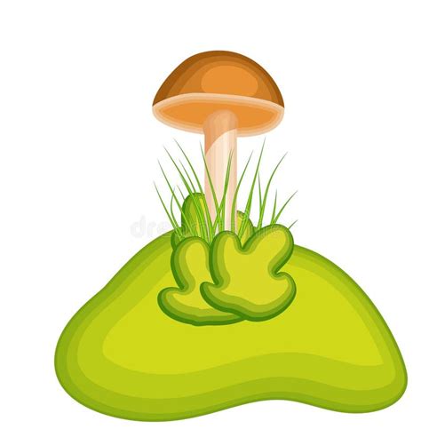 Cartoon Mushroom With Grass Stock Vector Illustration Of Mushroom