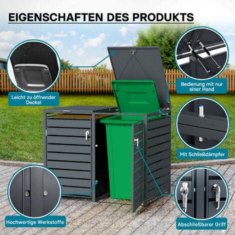 Wiltec Abri En Anthracite Pour 2 Poubelles Cache Poubelles