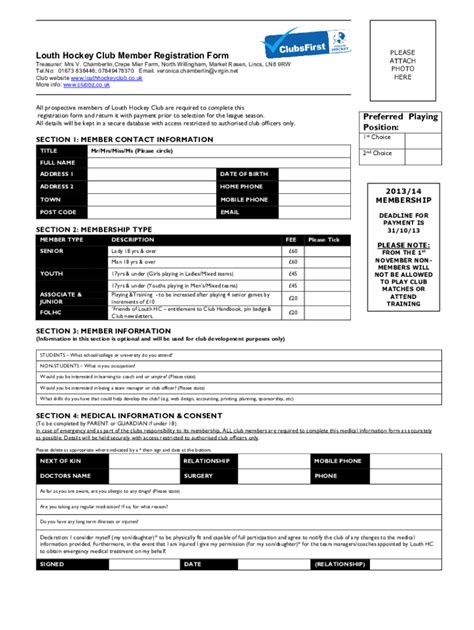 Fillable Online Club Membership Form 2013 2014 Rich Txtrtf Fax Email Print Pdffiller