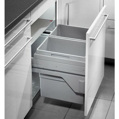 Poubelle de cuisine tri sélectif 2 bacs encastrable 60L 30 30 Hailo