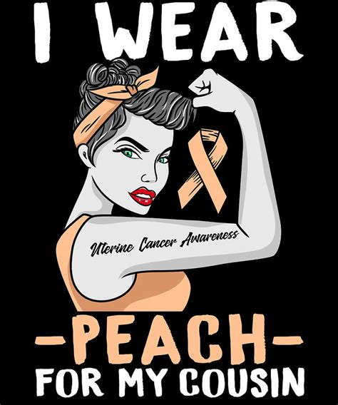 I Wear Peach Uterine Cancer Awareness Tshirt Digital Art By Bi Nutz