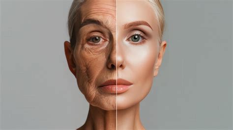 Pele E Envelhecimento - Foto antes e depois mostrando pele envelhecida versus pele jovem ...