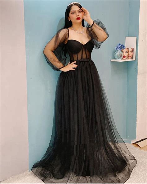 Sexy Black Corset Prom Dresses A Line Long Floor Length Tulle Formal