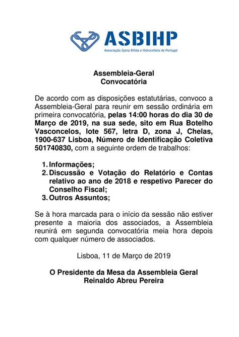 Assembleia Geral ASBIHP ASBIHP Associação Spina Bifida e