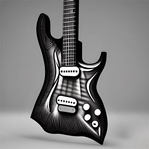 Skeletal Electric Guitar With Cosmic Guitar Strings And Cinematic Lighting 3d Prop Art