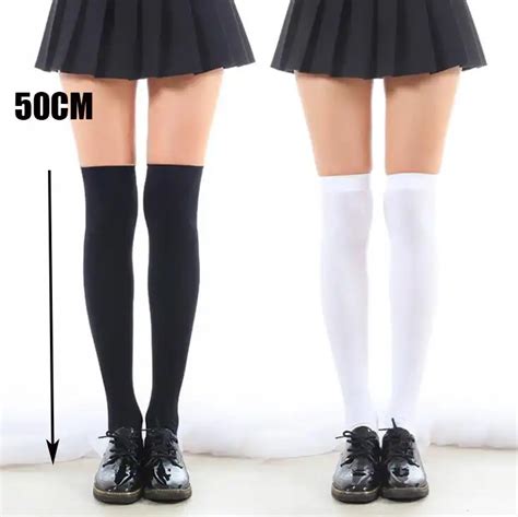 55 80cm Fashion Sexy Knee High Socks Women Kawaii Striped Thigh High Woman Compression Girls