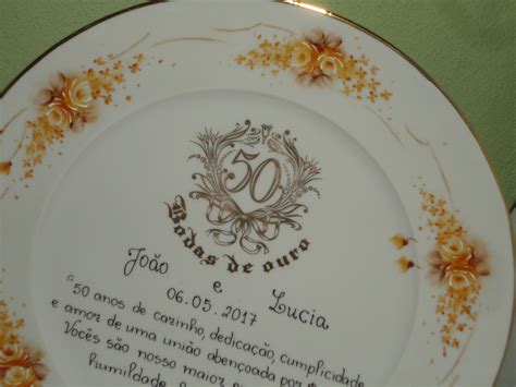 Prato Bodas De Ouro Filete Dourado Elo Produtos Especiais