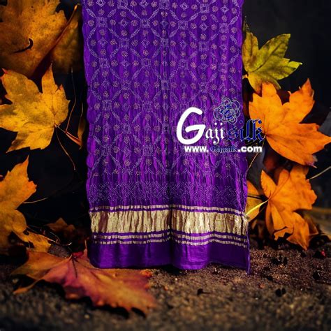 Dark Brinjal Designer Bandhani Dupatta Pure Gaji Silk Gaji Silk