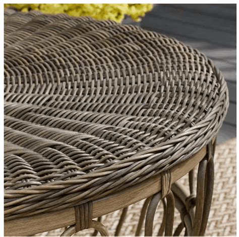 GIA Round Wicker Outdoor Accent Table Auctionology LLC