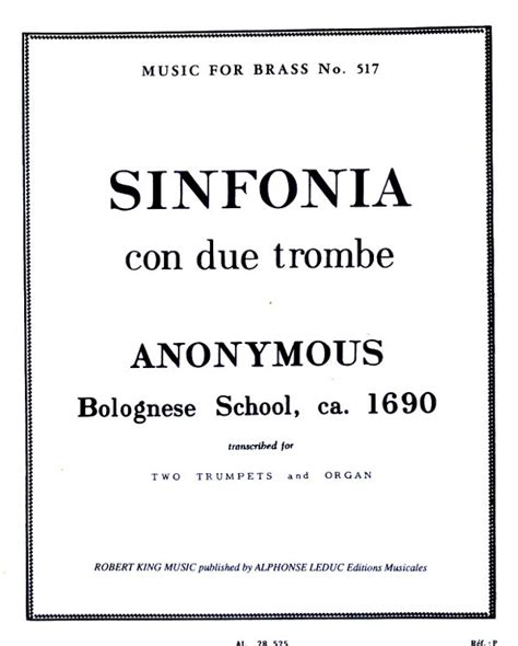 Anonymus Sinfonia con due trombe Blechbläsersortiment Köbl