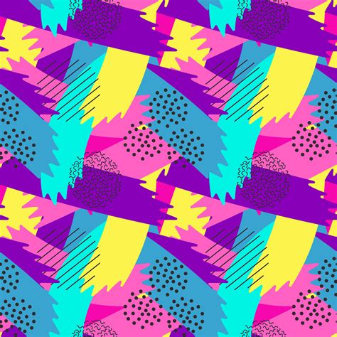 Multicolor Abstract Seamless Pattern Vibrant Shapes And Geometric Dot