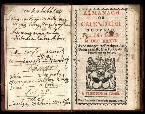 Almanach Ou Calendrier Nouveau Pour L An Bissextil M Dcc Xxxvi Avec