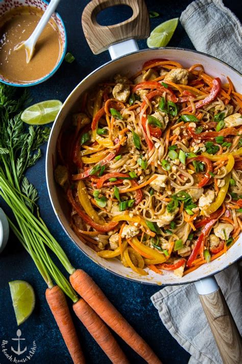 Chicken Noodle Stir Fry With Spicy Thai Peanut Sauce The Beach House Kitchen