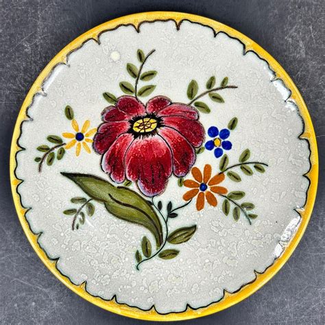 Vtg Royal Zuid Holland Gouda Red Flower Bouquet Plate Bertino Ebay