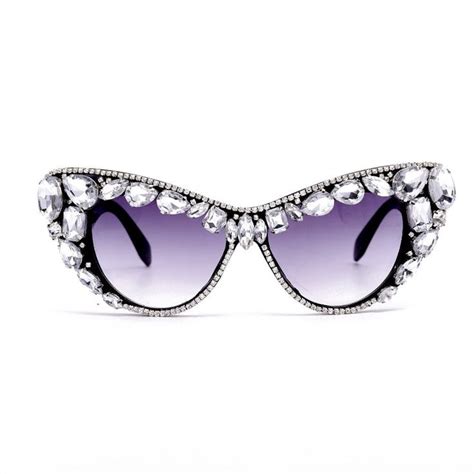 Vintage Cat Eye Diamond Sunglasses 3 Show As Picture Rhinestone