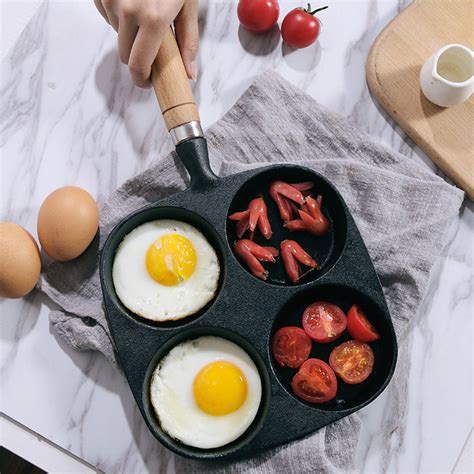 GENEMA 4 Holes Omelet Pan Burger Eggs Ham PanCake Maker Frying Pans Non