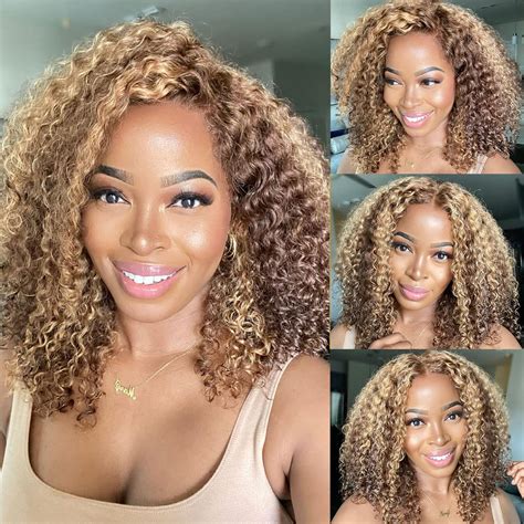 Amazon Nadula Honey Blonde Curly 13x4 Lace Front Wigs Human Hair