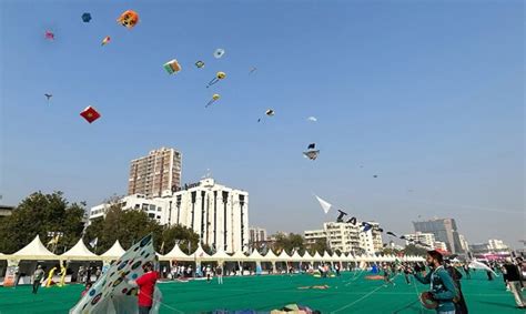 Uttarayan Ahmedabad International Kite Festival Displays A