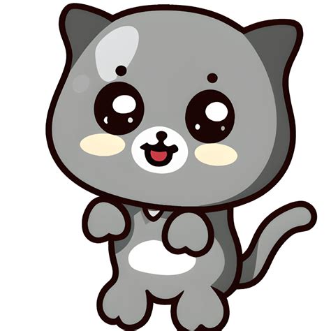 Süßes graues Baby Kätzchen Kawaii Chibi Cartoon ClipArt Creative Fabrica