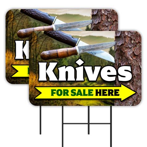 Knives 2 Pack Double Sided Yard Signs 16 X 24 With Metal Stakes Made