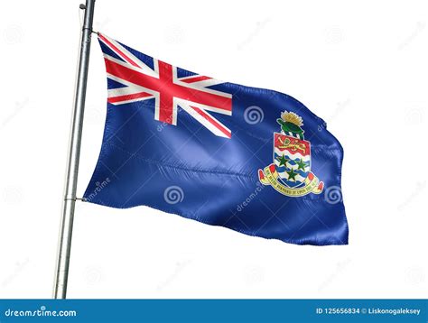 Cayman Islands National Flag Waving Isolated On White Background