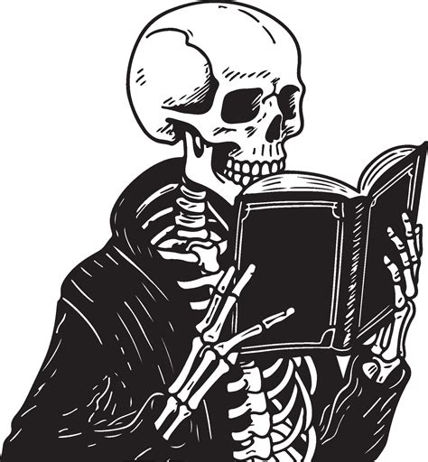 Male Skeleton Reading A Book In The Winter Vector Art At Vecteezy