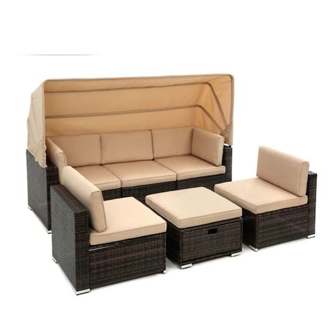 Tunearary Pieces Wicker Rattan Outdoor Modular Sofa Sectional Set