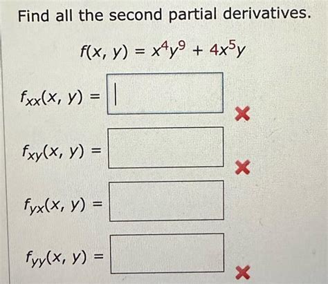 Solved Find All The Second Partial Derivatives