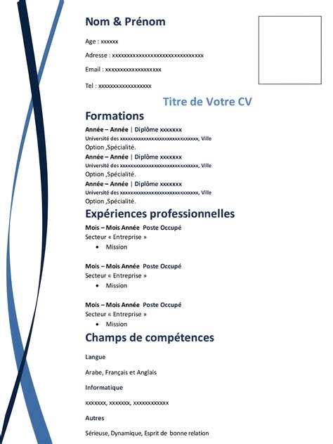 Curriculum Vitae Simple En Anglais Et Fran Ais Cv Designer