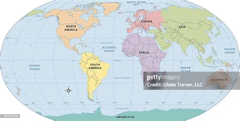 World Map Antarctic Circle