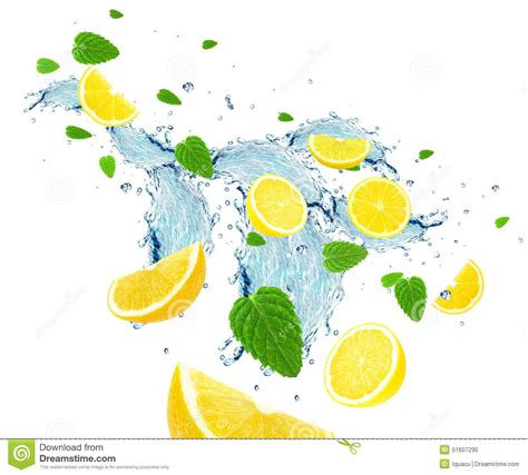 Lemon And Water Splash Stock Photo